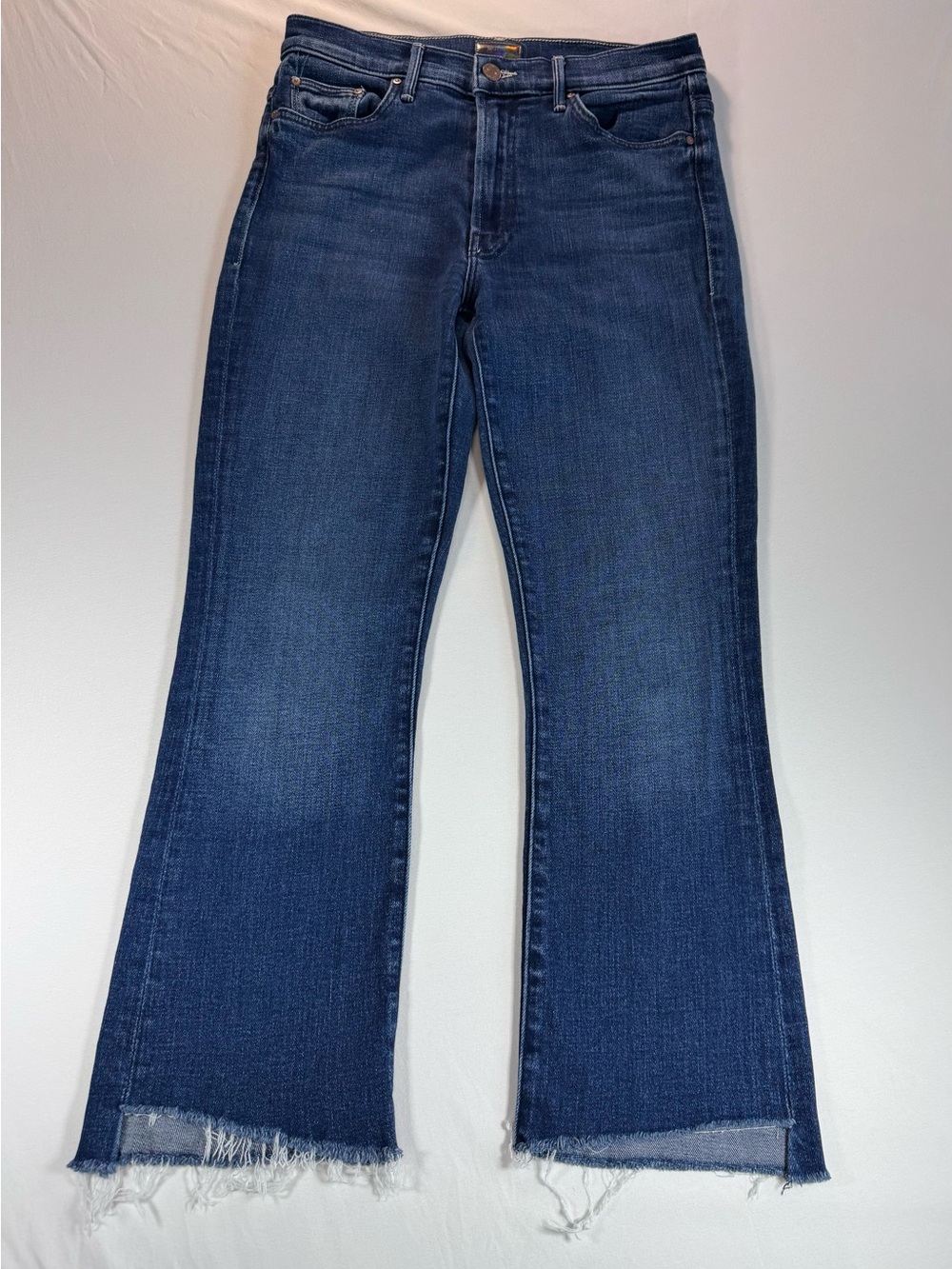 MOTHER The Insider Mid Rise Crop Fray Jeans Sake To Me 28